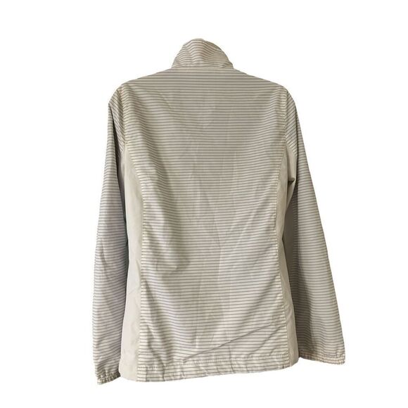 New Balance Women’s Gray White Striped Windbreaker Jacket Full Zip Size Small - Picture 3 of 11